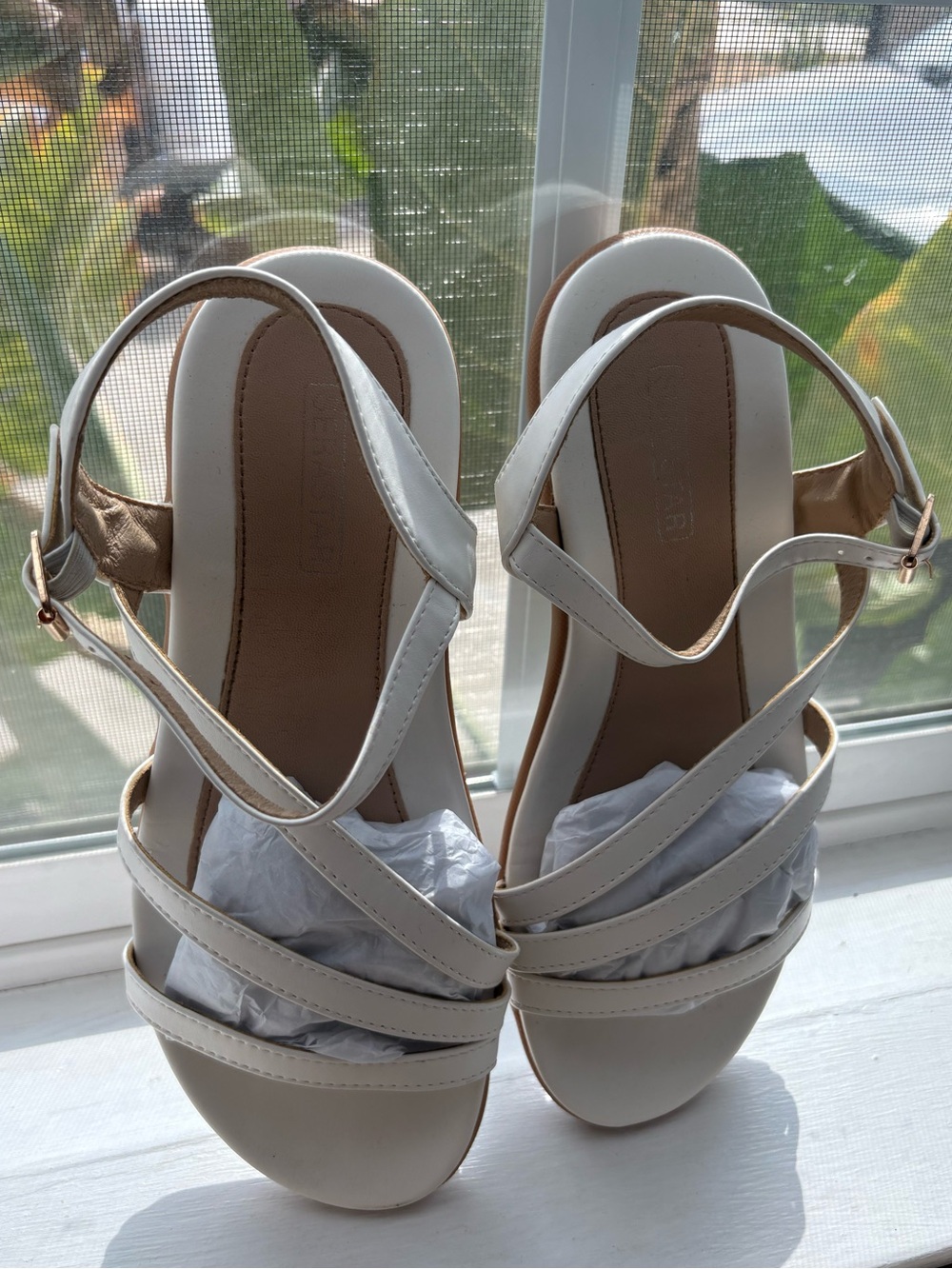 Women’s Cream Strappy Slingback Sandals